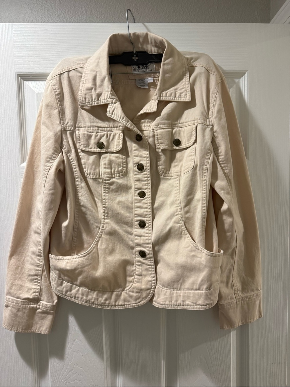 Live a Little Cream Jean Jacket with Button Front